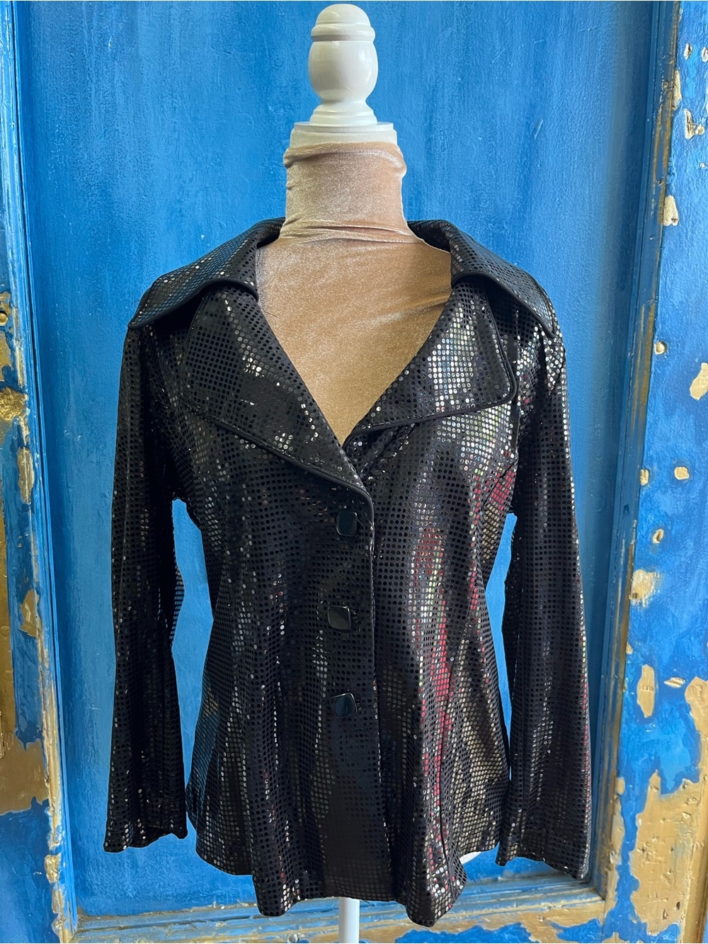 Clara Sun Woo Black Sequined Button-Front Blazer